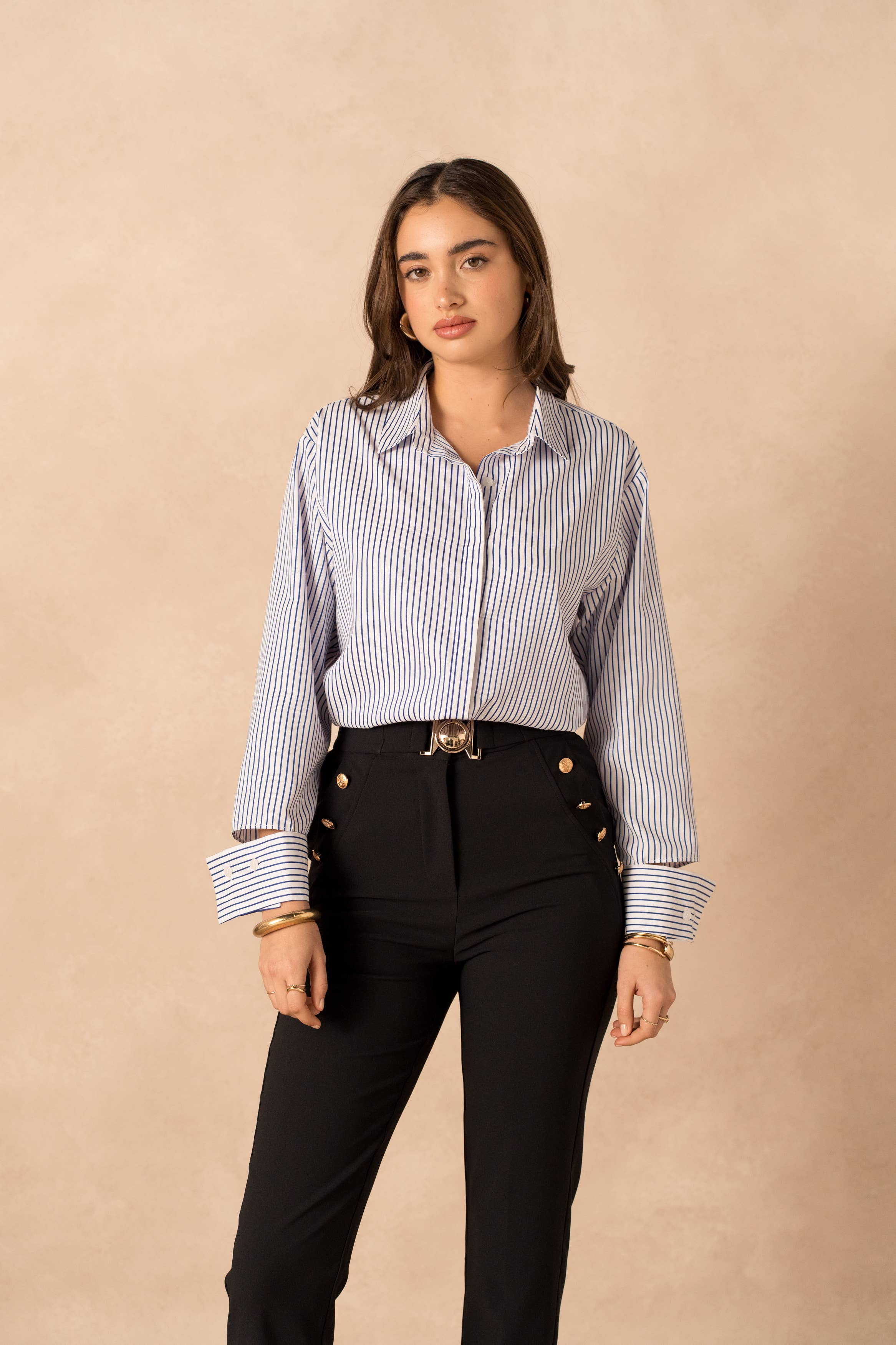 LULUMARY - Vendita all'ingrosso Pantalone - Donna - Pantaloni slim P933 con dettagli dorati33