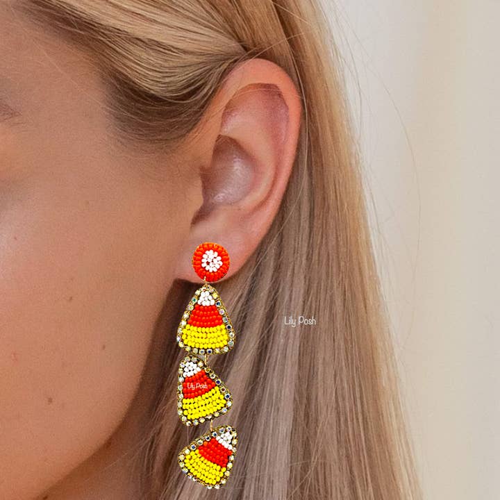 Lily Posh - Wholesale Dangle Earrings - Candy Corn Seed Bead Earring1