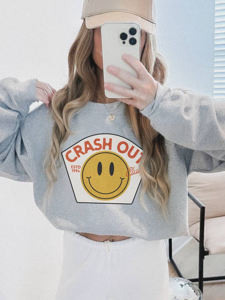 Retro Crash Out Club Graphic Sweatshirt for wholesale by Salty Babe Threads