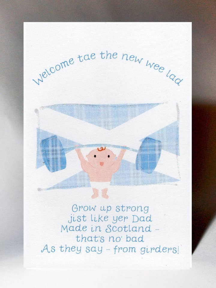 Handmade Baby Boy Card Made in Scotland for wholesale by Wee Wishes