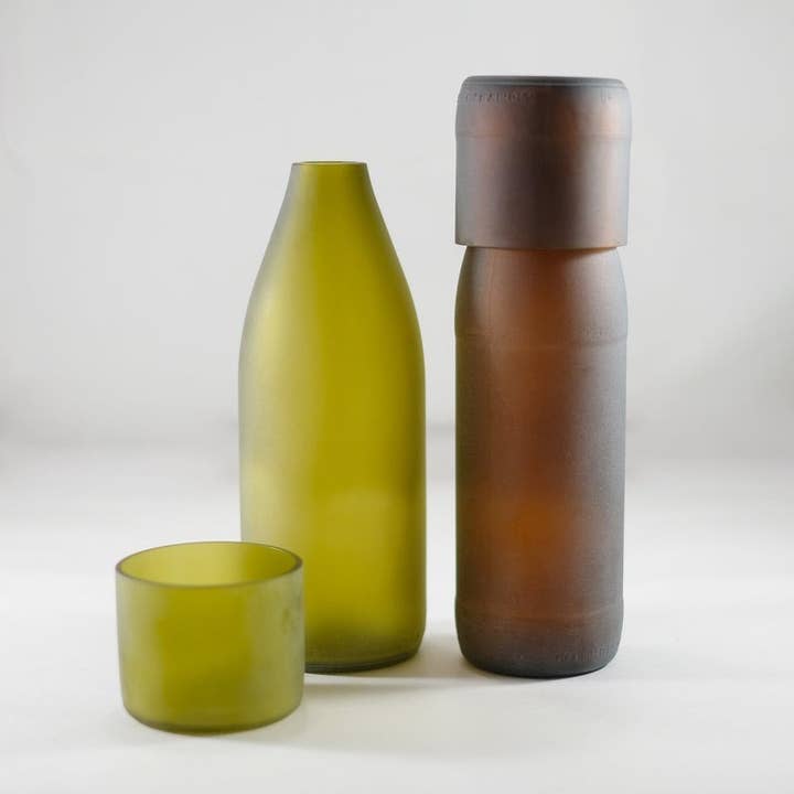 WAS A BOTTLE - Vendita all'ingrosso Caraffe - Comodino bottiglia di vino caraffa con set di bicchieri (smerigliato)