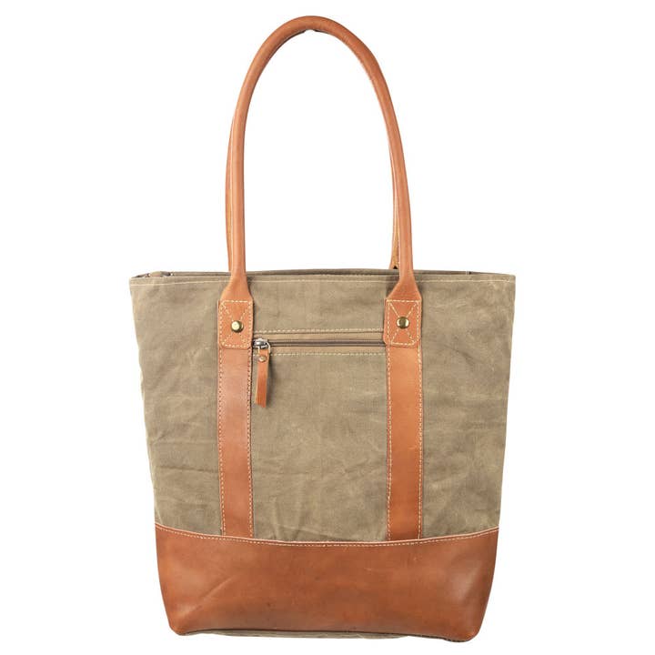 Clea Ray Canvas Bags & Clothing - Wholesale Tote Bag - Women's - Plain Canvas Tote With Leather1