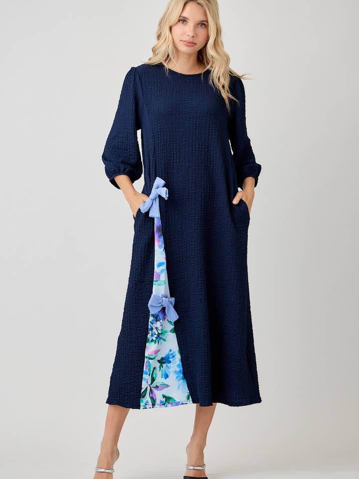 Celeste Clothing - Wholesale Dress - Women's - WOMEN'S MODEST SIDE BOW DRESS WITH PUFF SLEEVES AND POCKETS45