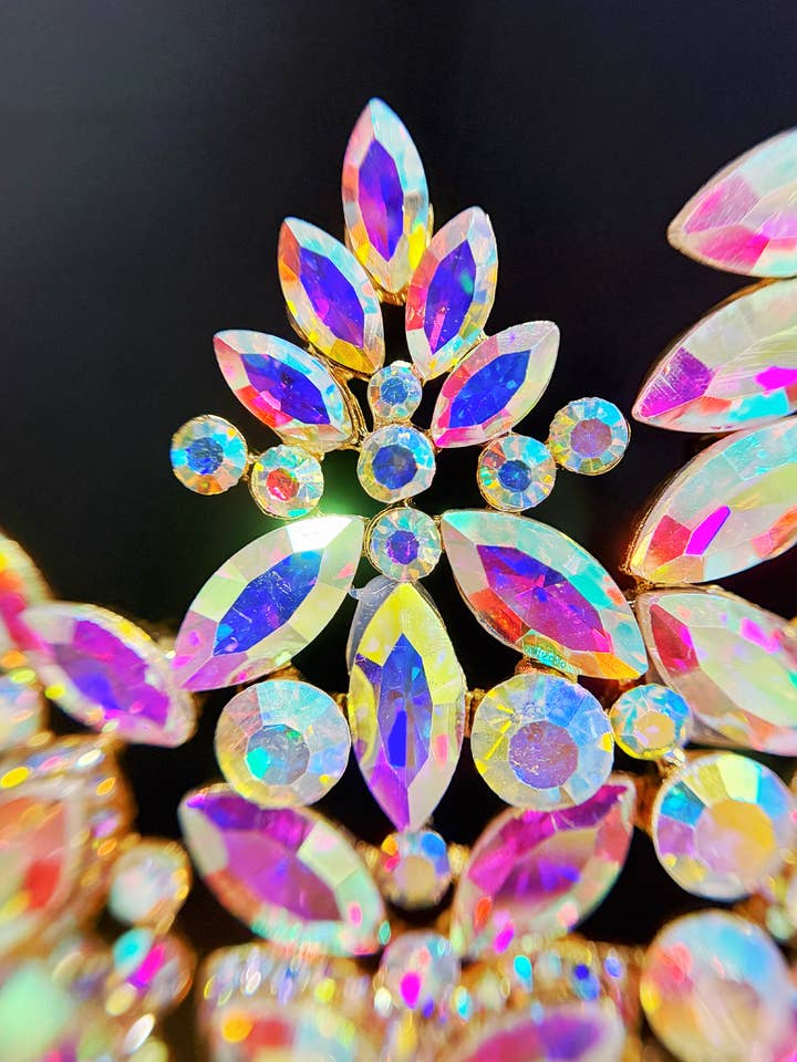 Quinceanera Crown, AB Crystal Crown, Prom Gold Headdress for wholesale by Happy Dream Gifts