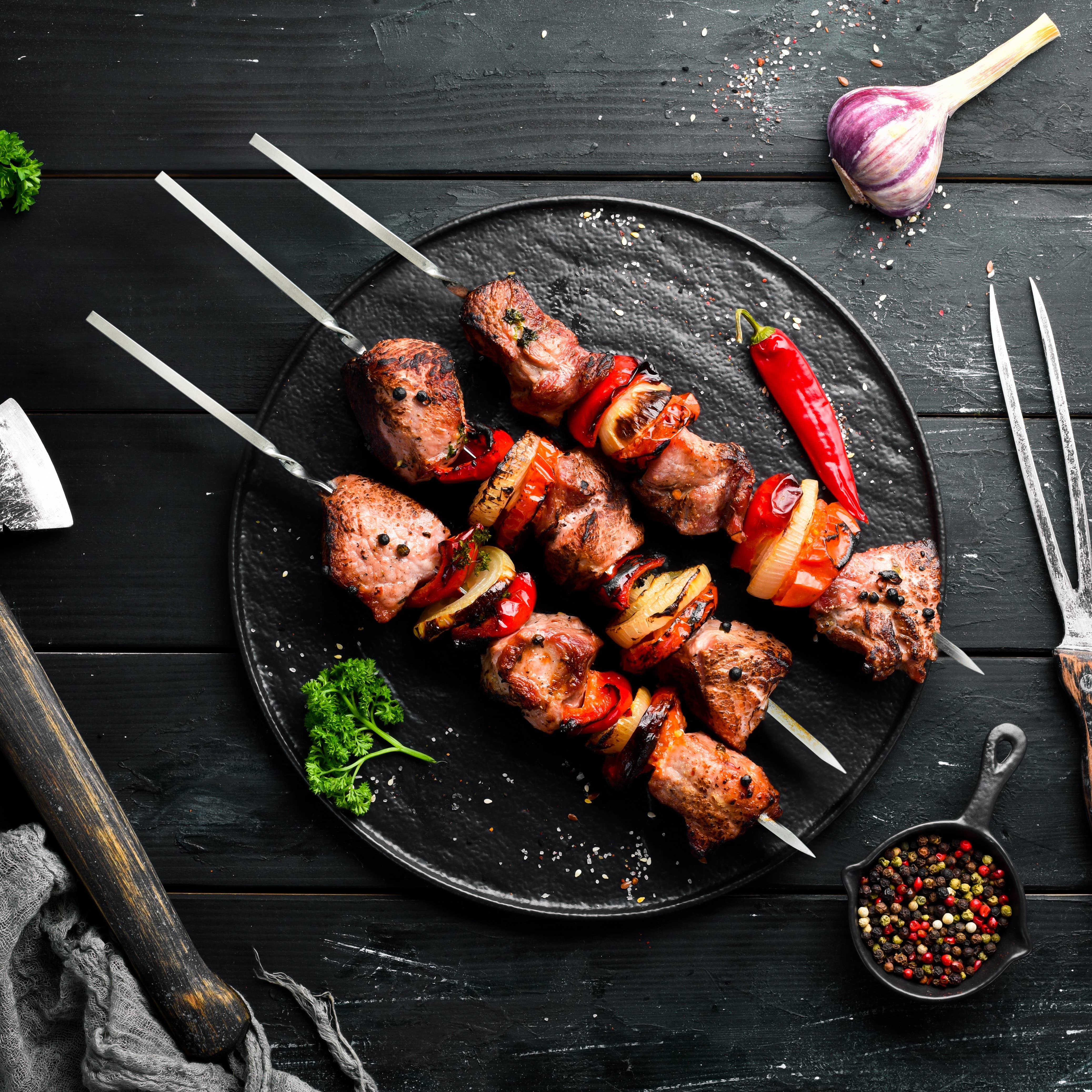 Oak & Steel - Venta al por mayor Brochetas - 20 pinchos de metal para barbacoa reutilizables de acero inoxidable, 35 cm5