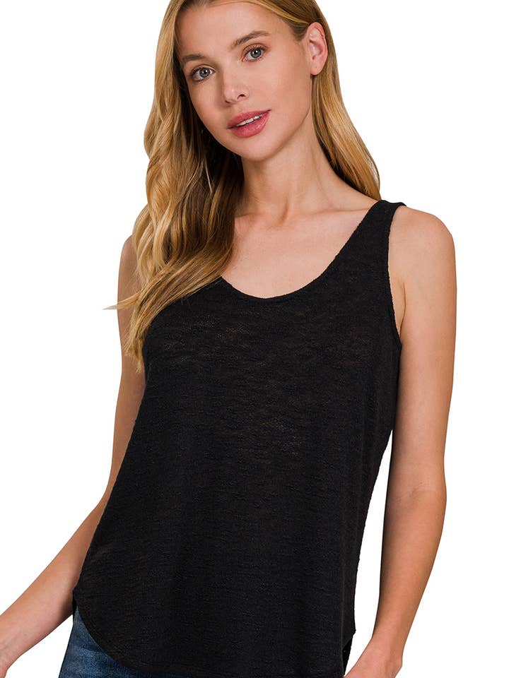 ._ SI-26300 Sleeveless Double Scoop Neck Tank Top for wholesale by 42POPS