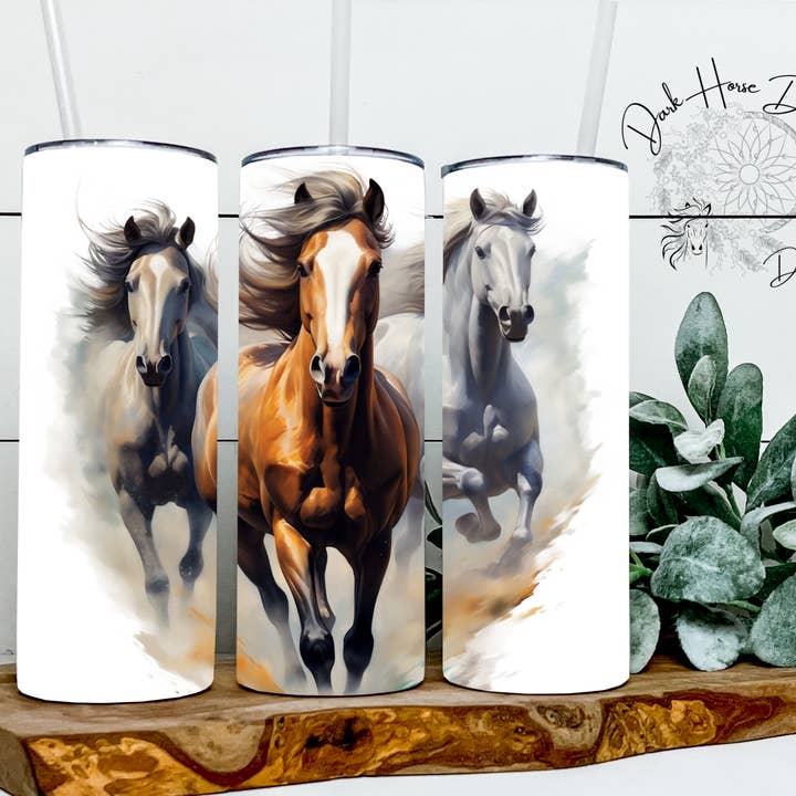Running Horses / Equine / Farm Tumbler for wholesale by Dark Horse Dream Designs LLC