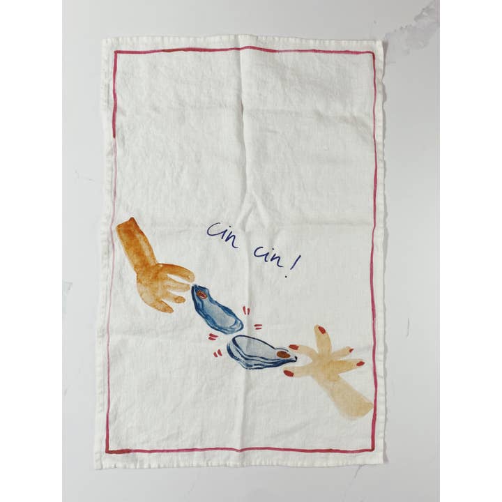 Dinette - Wholesale Tea Towel - Oyster Cheers - Linen Tea Towel