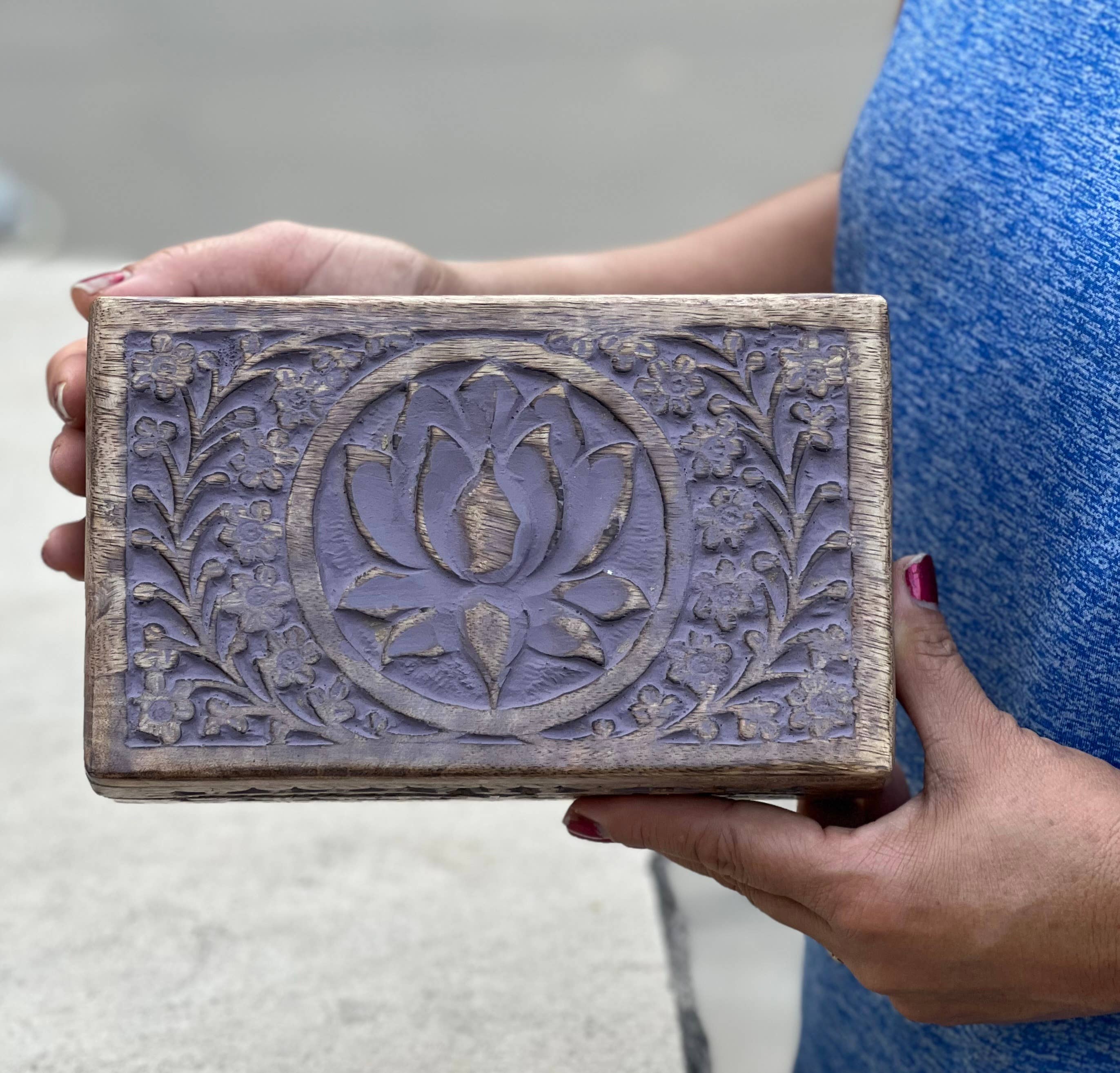 Lungta Imports - Wholesale Jewelry Box/Organizer - Hand Carved Lotus Wooden Box Keepsake Jewelry Watch Storage8