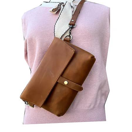 Roma Leathers, Inc. - Wholesale Crossbody Bag - Women's - W022L crazy horse genuine leather crossbody7