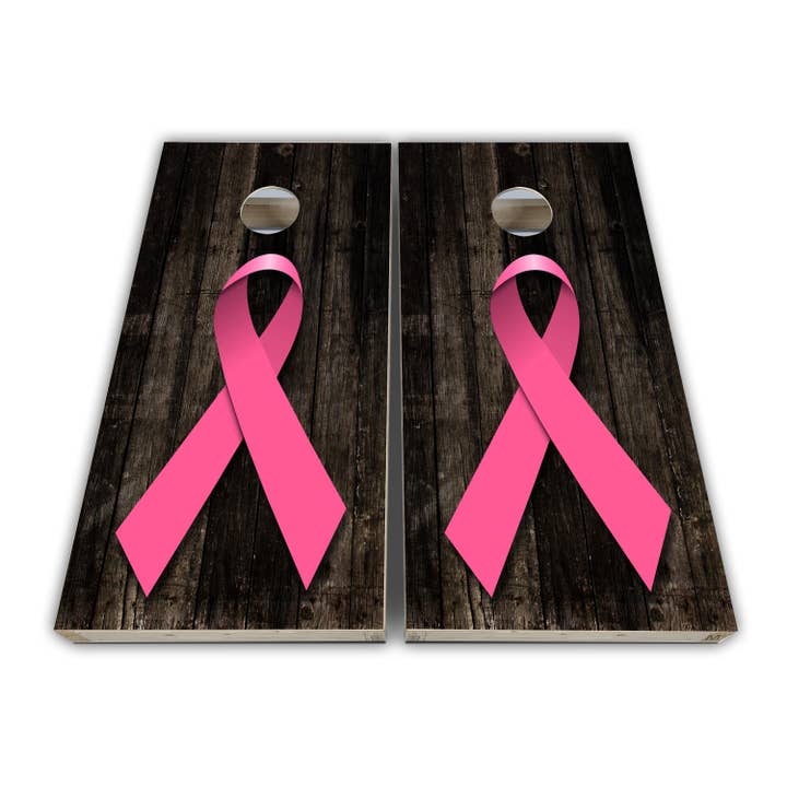 Cancer Awareness Pink Ribbon Cornhole Wraps - Cornhole Wraps - Cornhole Skins - Vinyl Wrap - Laminated Set for wholesale by Cornhole Stop, LLC