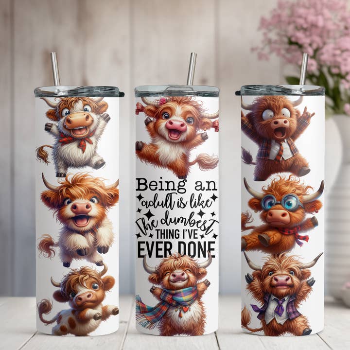 Being a Adult is the Dumbest Thing 20oz/30oz Skinny Tumbler for wholesale by Honey Jar Creations