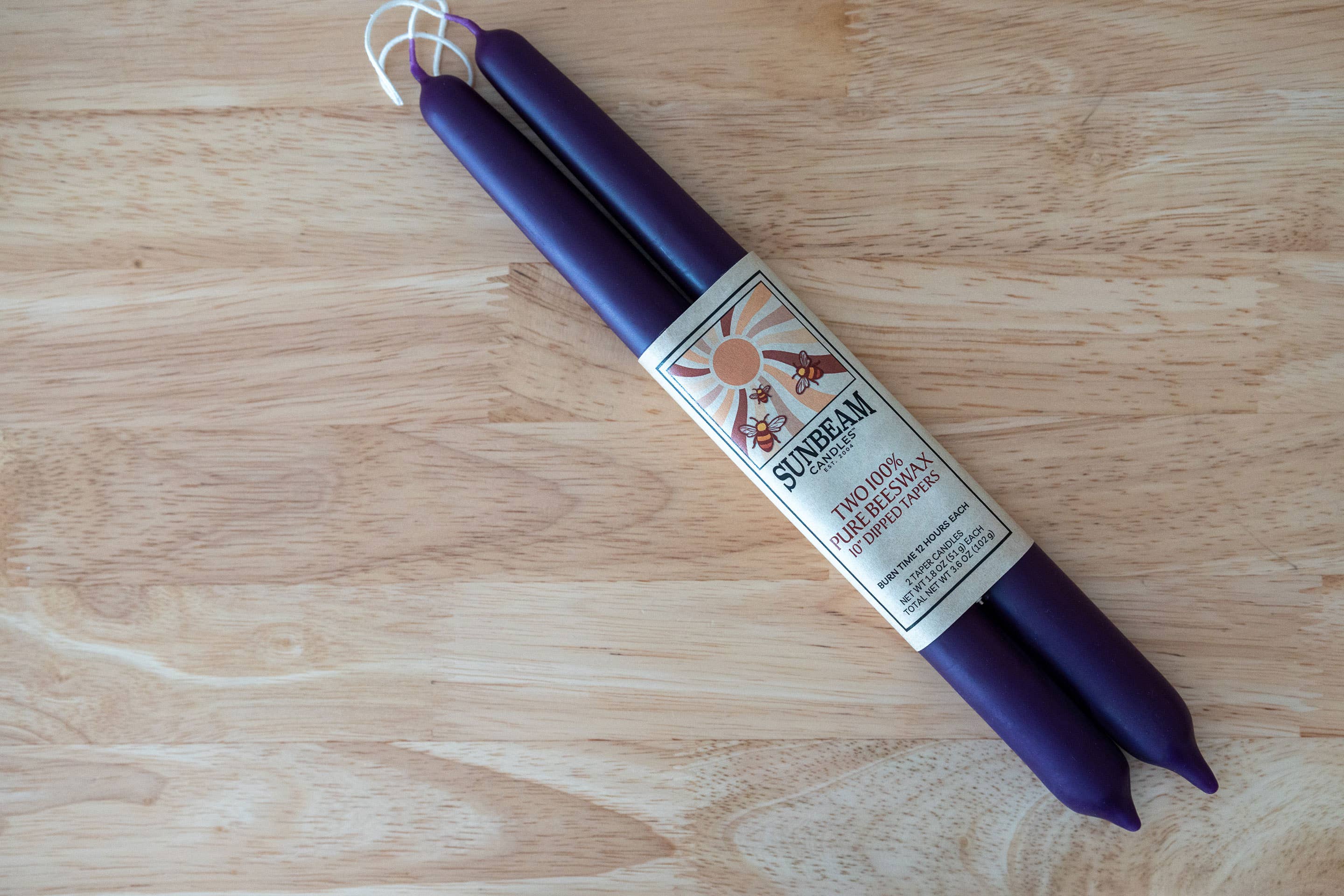 Sunbeam Candles, Inc – Vela/castiçal cónico por atacado – Velas Cónicas de Cera de Abelha de 10" - Pares Envolvidos (caixa de 6 unidades)12