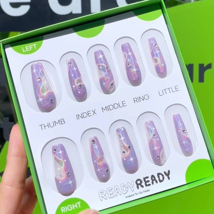Pink Galaxy - Luxe handgemaakte instant druknagels, modeaccessoires voor wholesale door READY READY Instant nail