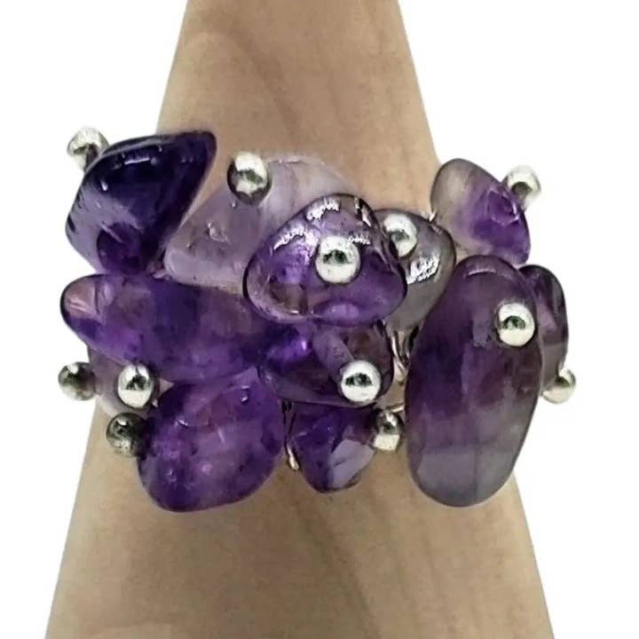 Ring -Amethyst -Adjustable for wholesale by Arômes & Évasions