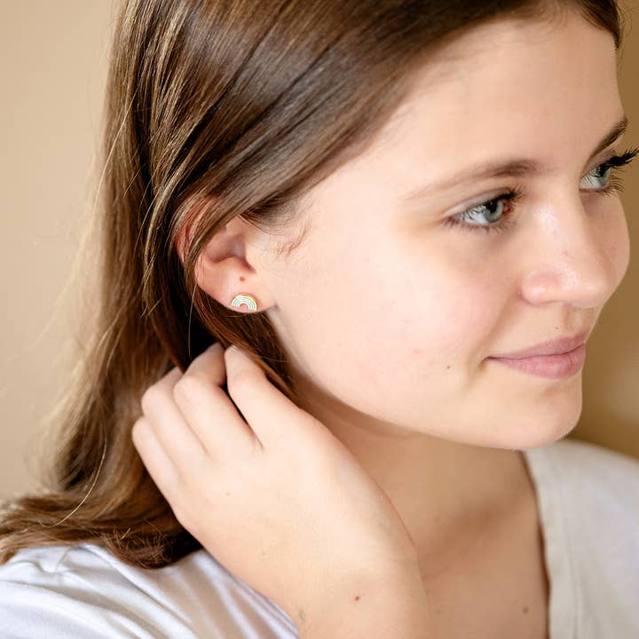 Rebecca Accessories LLC - Wholesale Earrings - Kids - Rainbow Enamel Post Earring Childrens1