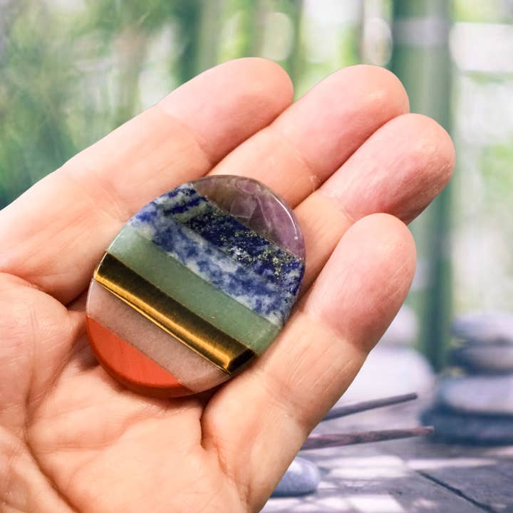 Essential Wellness - Body, Mind, Spirit – Großhandel Spiritueller Stein/Kristall – 7 CHAKRA Sorgenstein mit Informationskarten-Option2