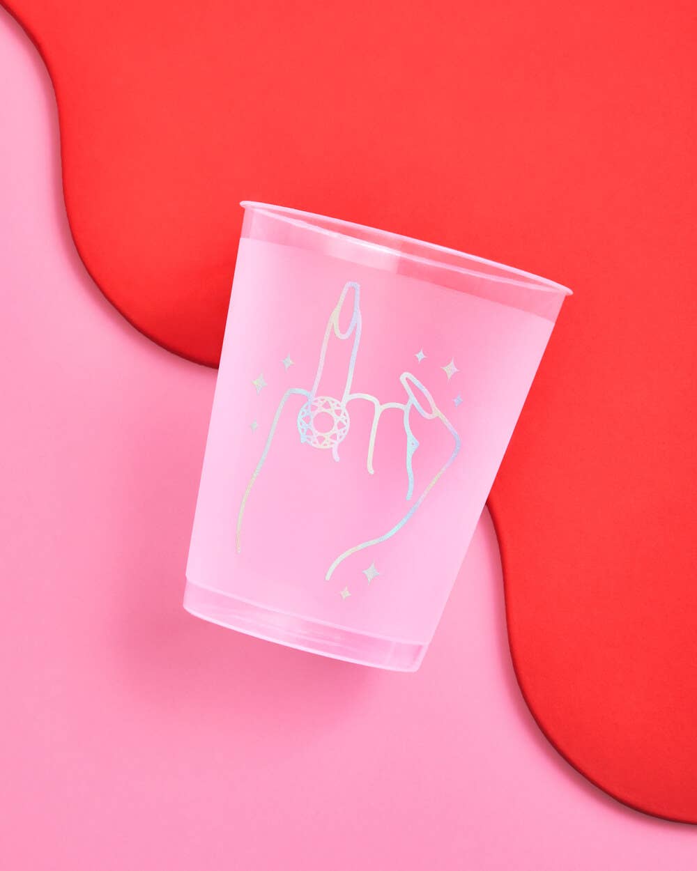 xo, Fetti - Wholesale Disposable Cup - Ring Finger Frost Flex Cups | bachelorette, iridescent5