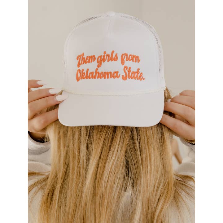 LivyLu - Wholesale Baseball Cap - Unisex - Them Girls from Oklahoma State Script White Hat3