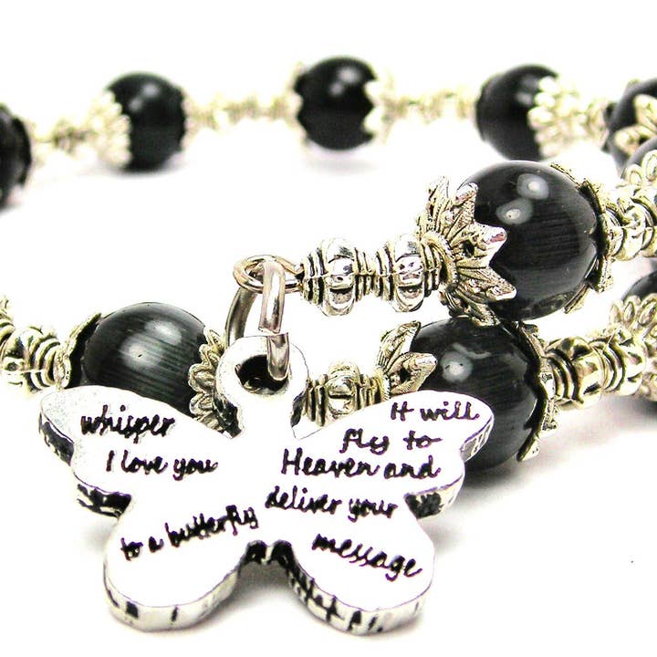 Whisper I Love You To A Butterfly Beaded Wrap Bracelet for wholesale by Chubby Chico Charms