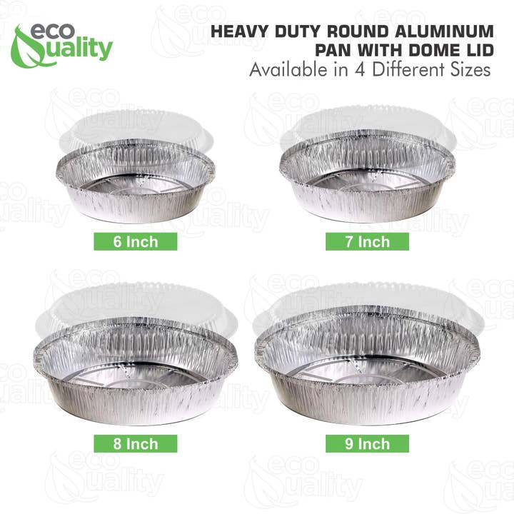 EcoQuality - Wholesale Food Storage Container - 9" Disposable Round Aluminum Foil Food Pans6