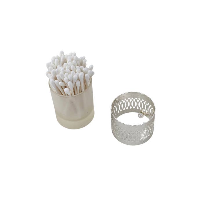 Corbell Silver - Wholesale Toothbrush Holder - Q-Tip holder with Frosted Glass/Silver Plate.(Non Tarnish)SKU:C16954