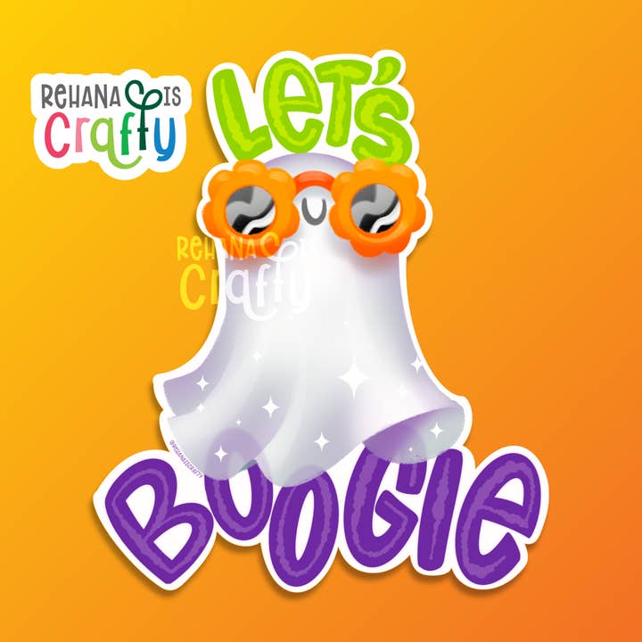 Rehana is Crafty – wholesale Sticker – "Let's Boogie" Disco Ghost | Vinyl Sticker