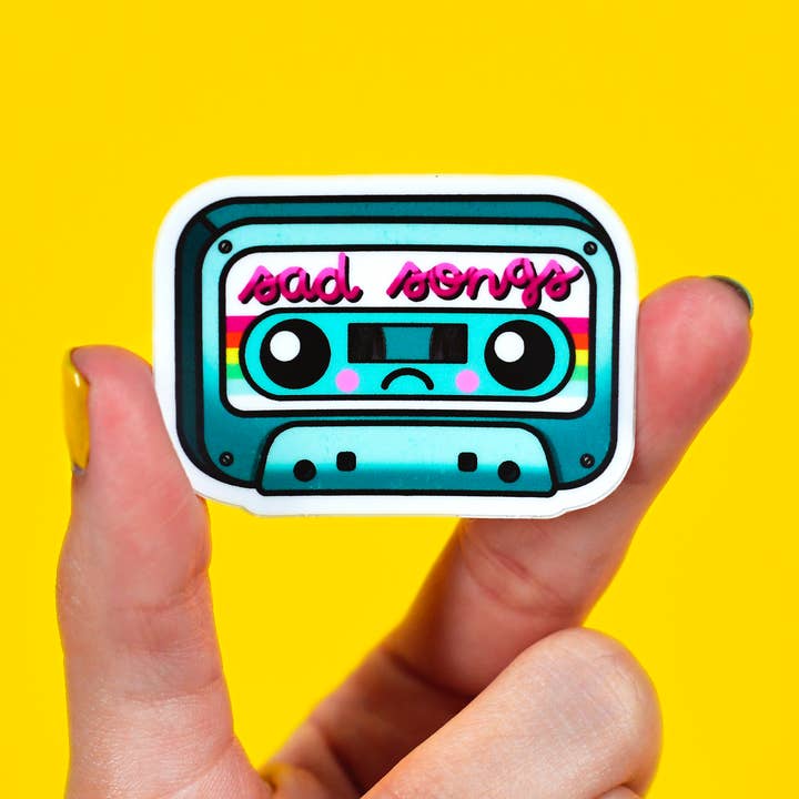 sad songs / kawaii cassette tape vinyl sticker for wholesale by jesiiii