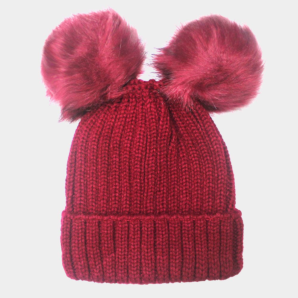 Sensibling Corp. - Wholesale Beanie - Women's - Double Pom Pom Knit Beanie Hat5