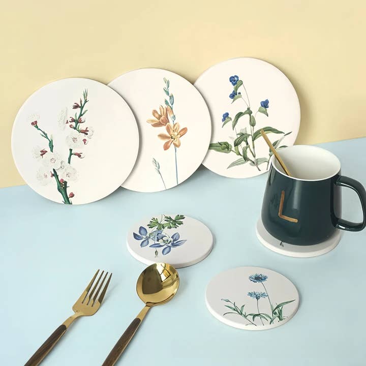 Absorbent Diatomite Coasters - Vintage Botanical Designs and other Purchase Wholesale diatomite. Free Returns & Net 60 Terms on Faire trending on Faire.