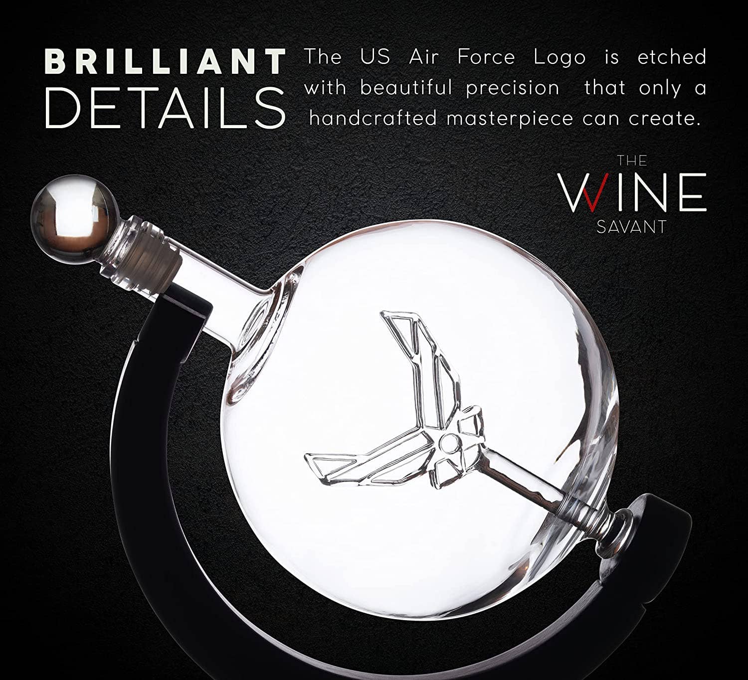The Wine Savant /  Khen Glassware – Großhandel Dekanter – Globe Whisky-Karaffenset mit 4 Spirituosengläsern - Airforce6