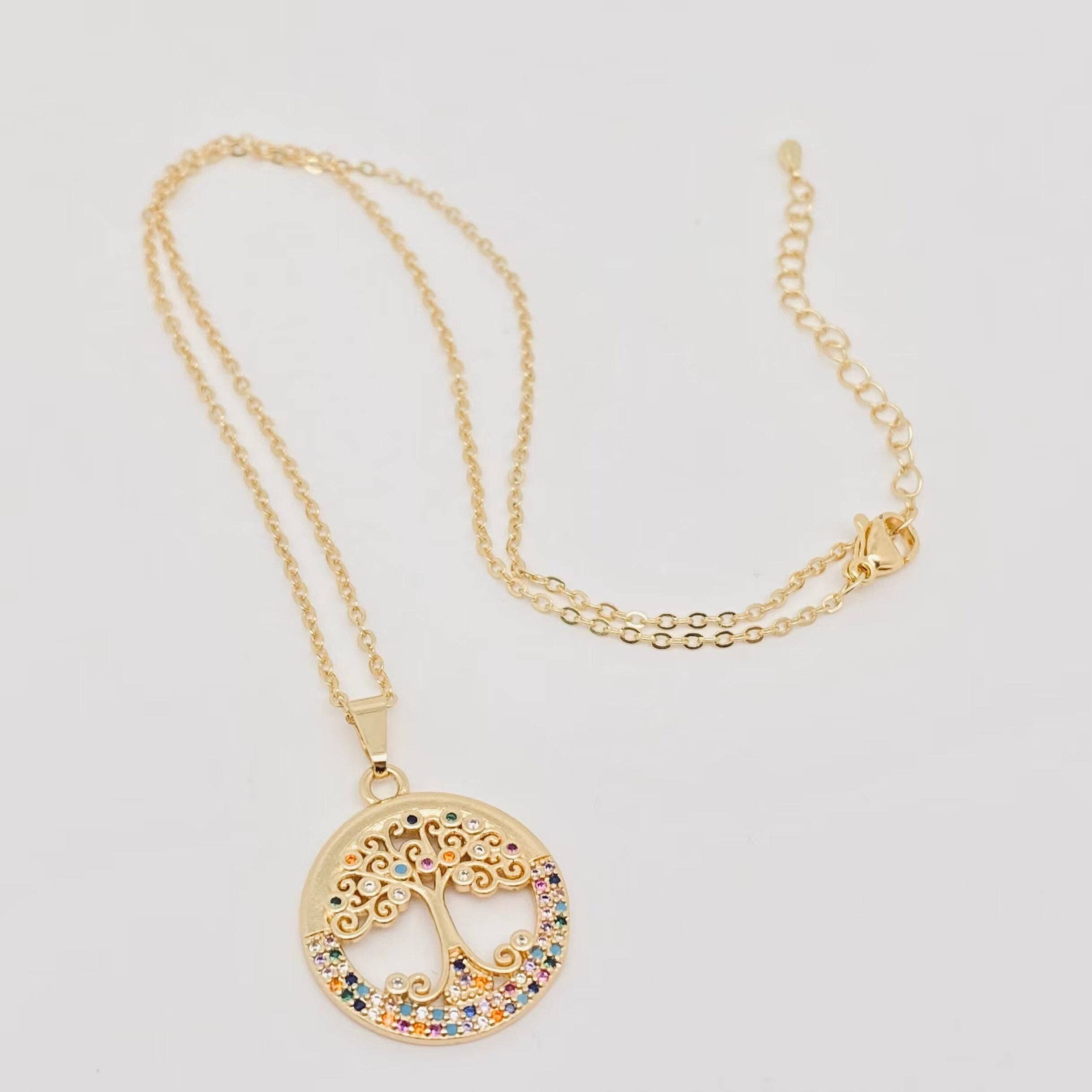 Mio Queena - Wholesale Pendant/Charm Necklace - Colorful "Tree of Life" Stainless Steel Pendant Necklace2