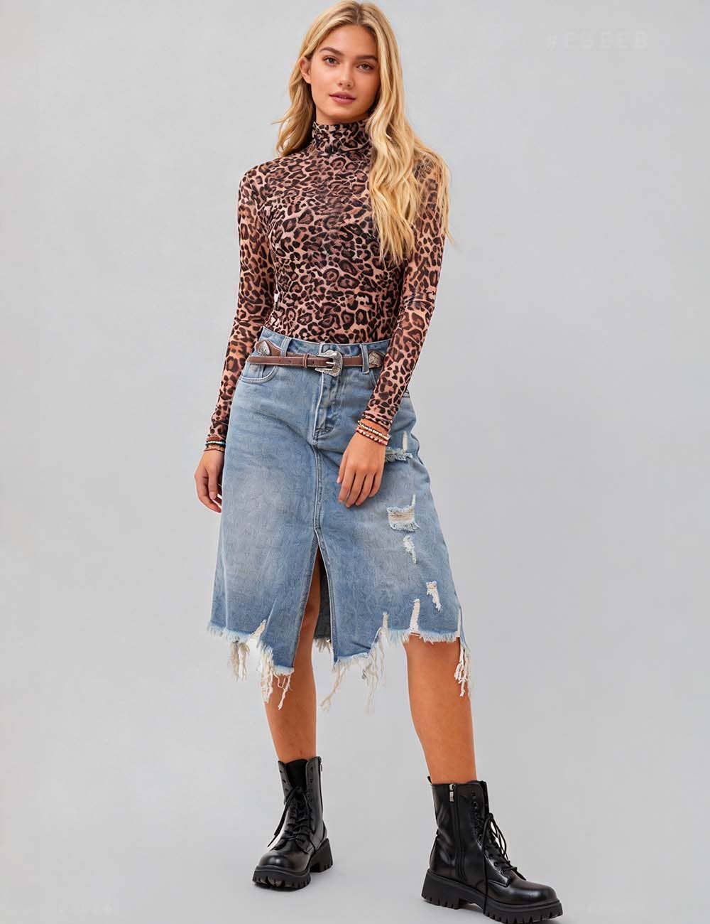 Ladies Leopard Soft Mesh Layring Up Top Blouse SKT4796 for wholesale on Faire1