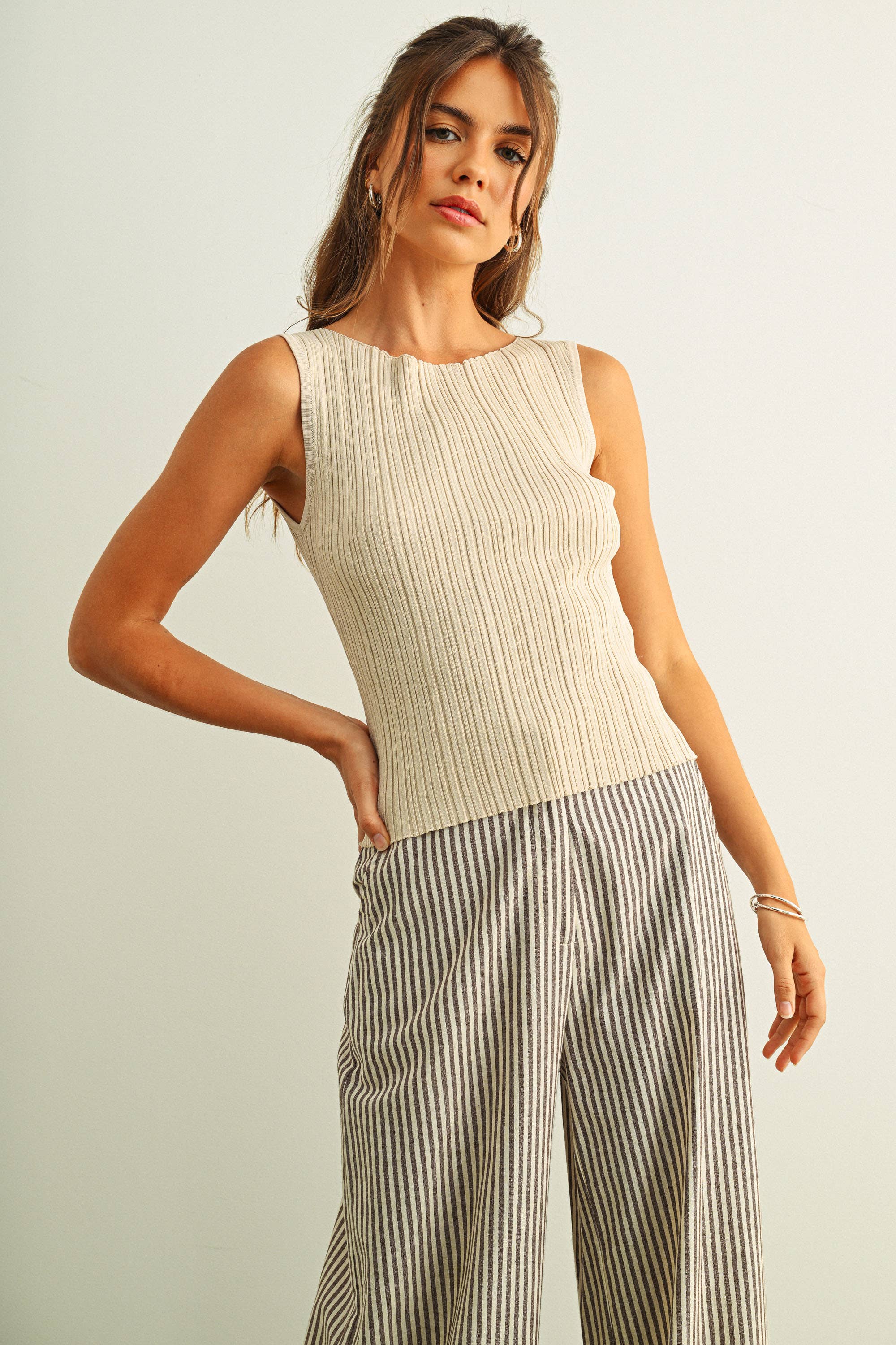 MIOU MUSE - Wholesale Knit Top - Women's - T3779   VISCOSE RIBBED KNITTED TOP35