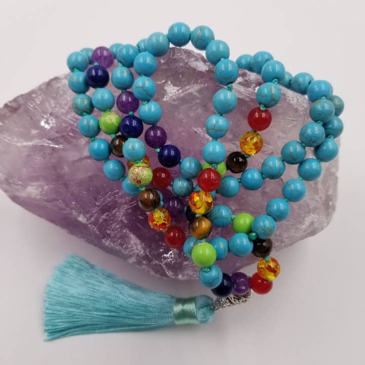 Boho Long Tassel Mala Stone Beads Necklaces for wholesale by magnolia jewelry