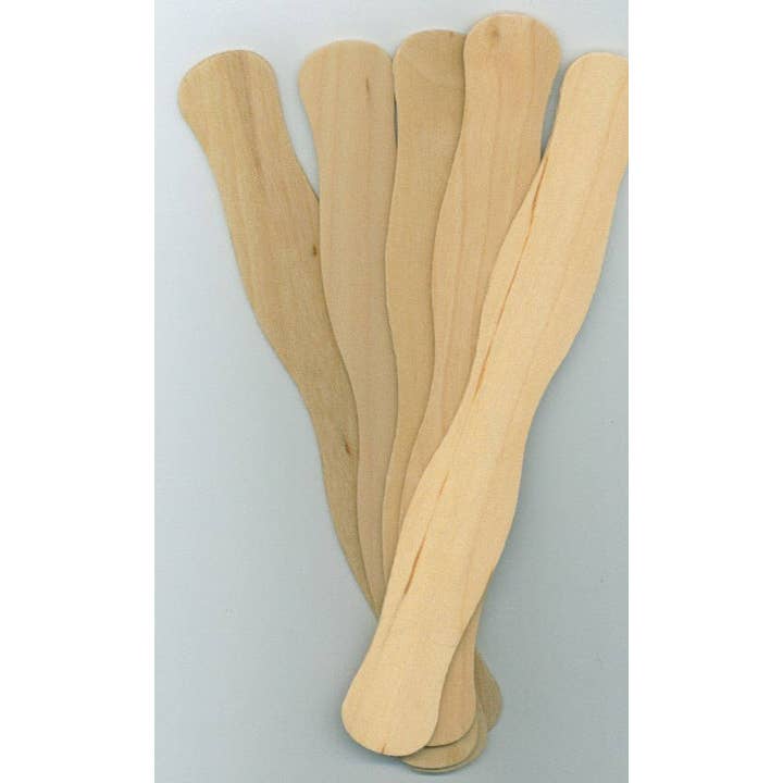 Party Bibs - Wholesale Craft supplies - Paddle Fan Sticks - Pack Of 100 Wooden Wavy Sticks