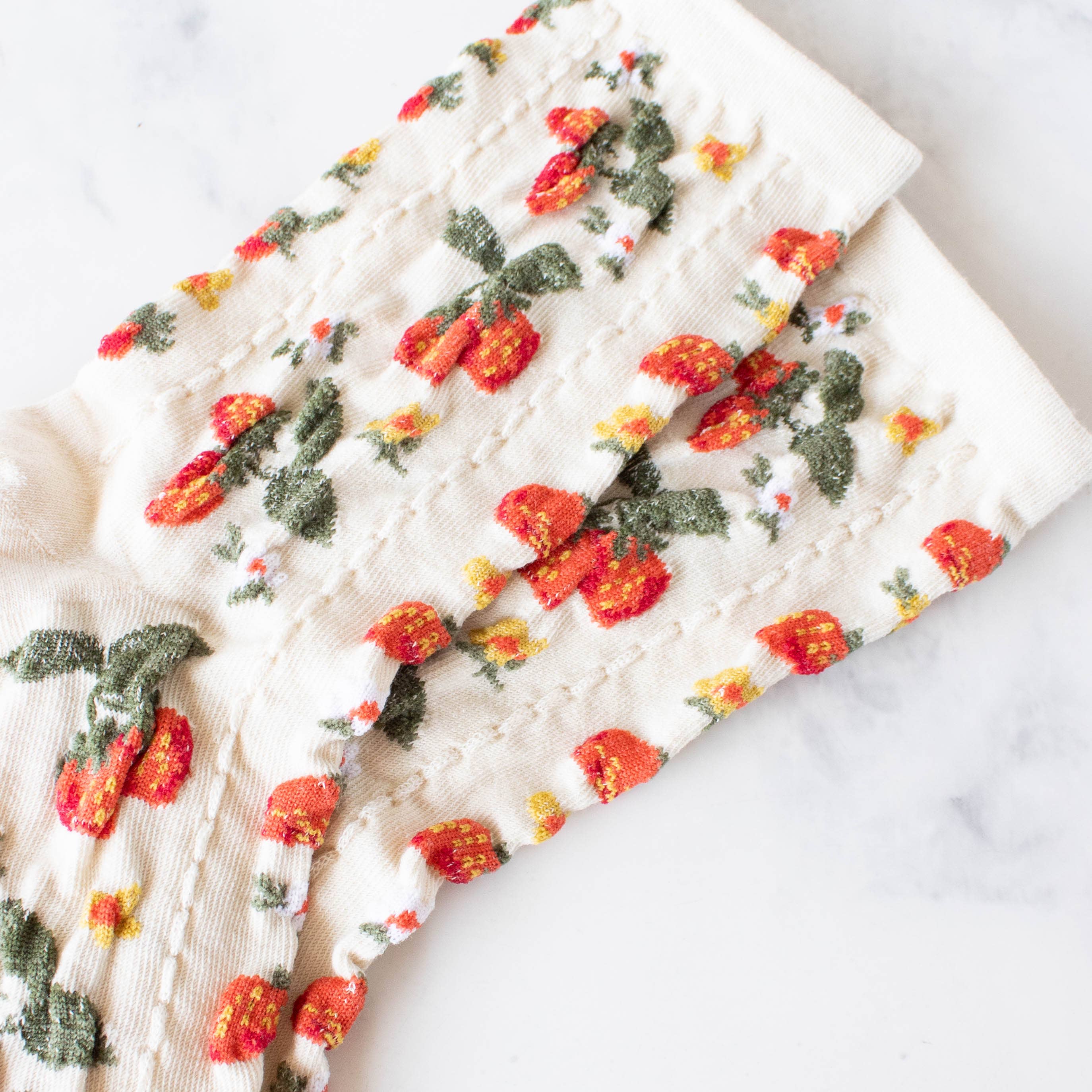 Tiepology - Vente Chaussettes – femme - Chaussettes décontractées motif ferme aux fraises6