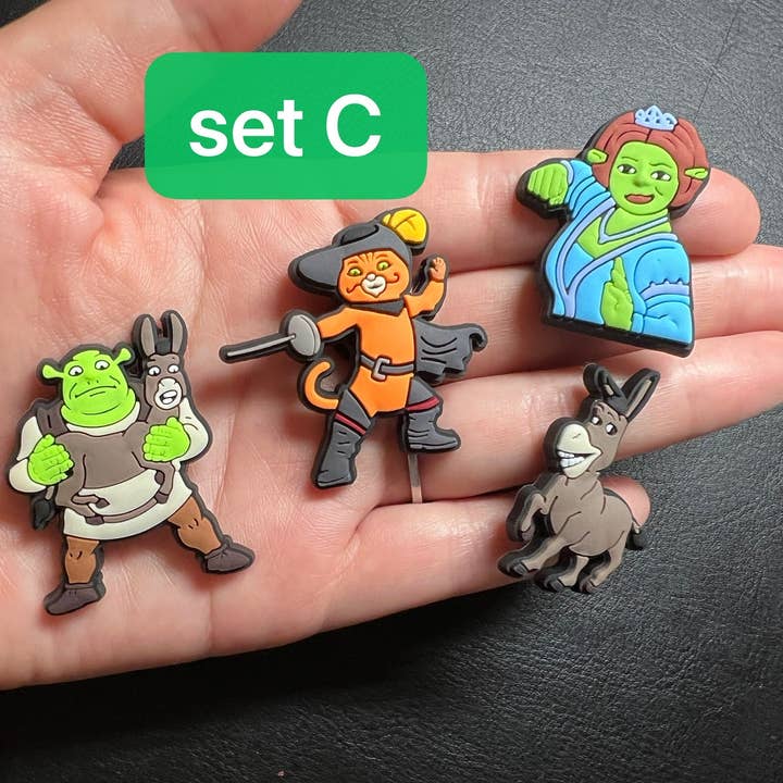 JuliesDecal - Vendita all'ingrosso Accessorio per scarpe - Unisex - Charms Shrek per scarpe Crocs - Adesivi decorativi JuliesDecal, stile anime Disney4