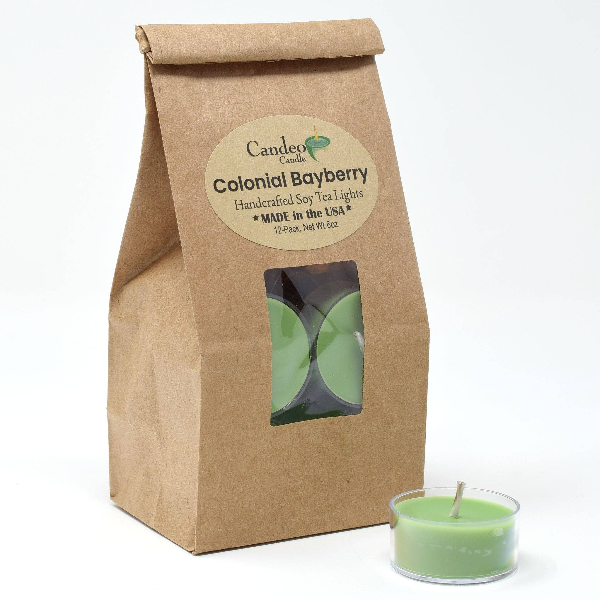 Candeo Candle - Wholesale Tea Light Candles - Colonial Bayberry, Soy Tea Light 12-Pack0