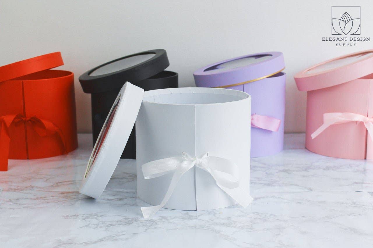 Elegant Design Supply – Engroshandel Gaveæske – To lag rund blomsterkasse med klart låg19