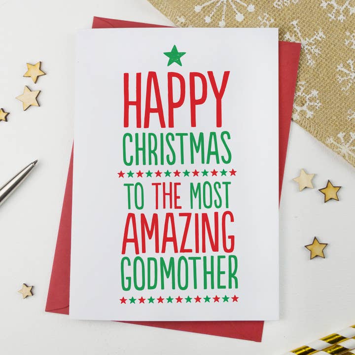 Amazing Godmother Christmas Card for wholesale by A is for Alphabet Ltd