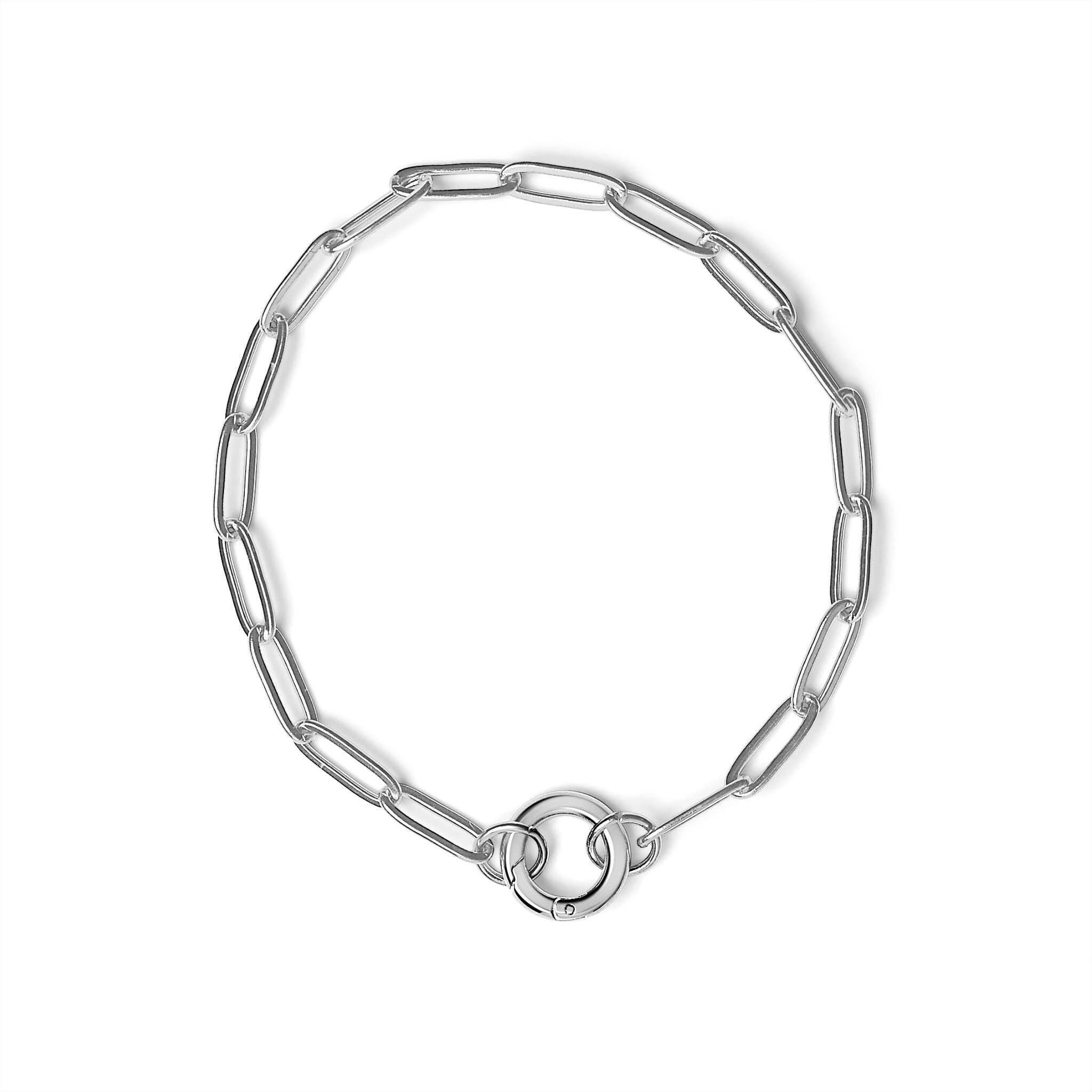 WJW - Wholesale Link & Chain Bracelet - Stainless Steel Paperclip with Charm Keeper Chain Bracelet11