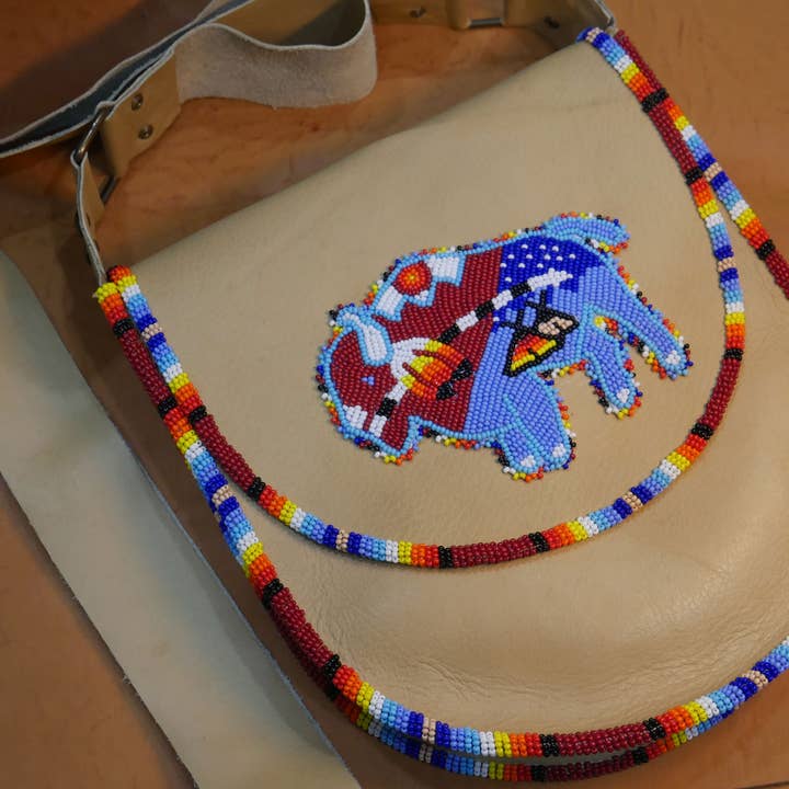 KANGURAH - Wholesale Crossbody Bag - Women's - Red Bull Handmade Beaded Leather Crossbody bag Shoulder Bag