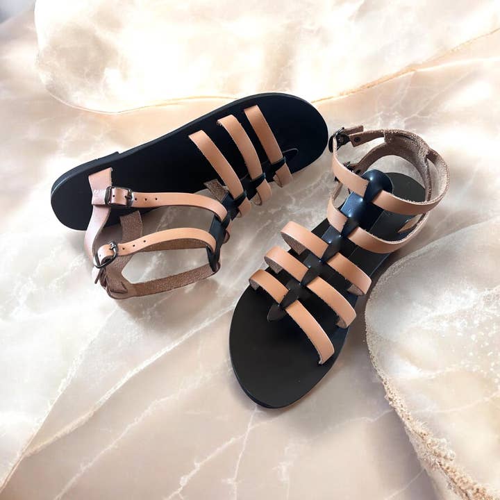 Gladiador Sandalia Griega de Cuero : Caryatis para venta al por mayor de Marbe Sandals