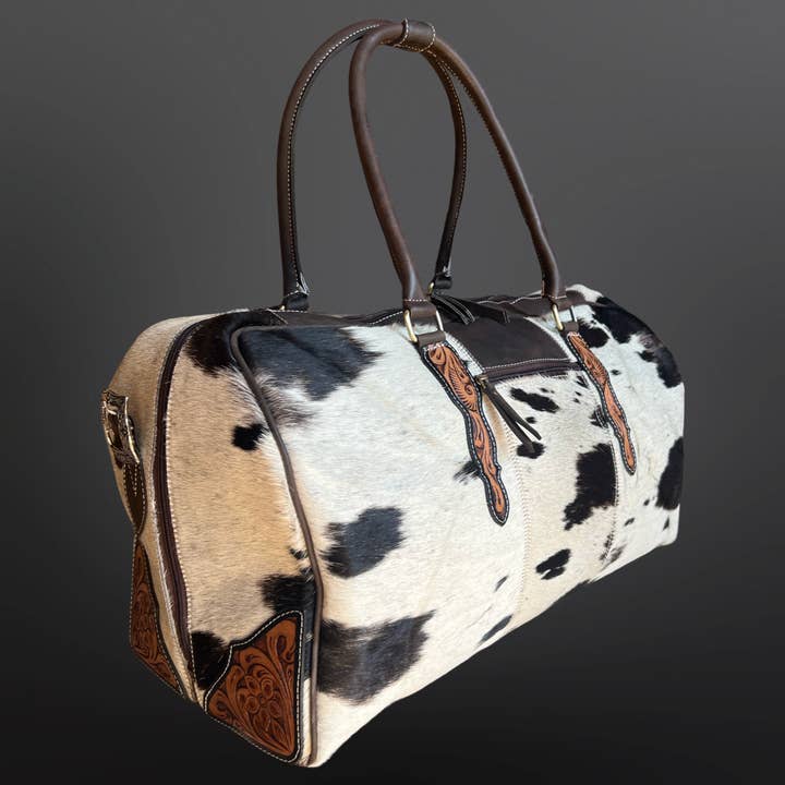 Western Duffel Bag - Cowhide and Tooled Leather for wholesale by Westrian International