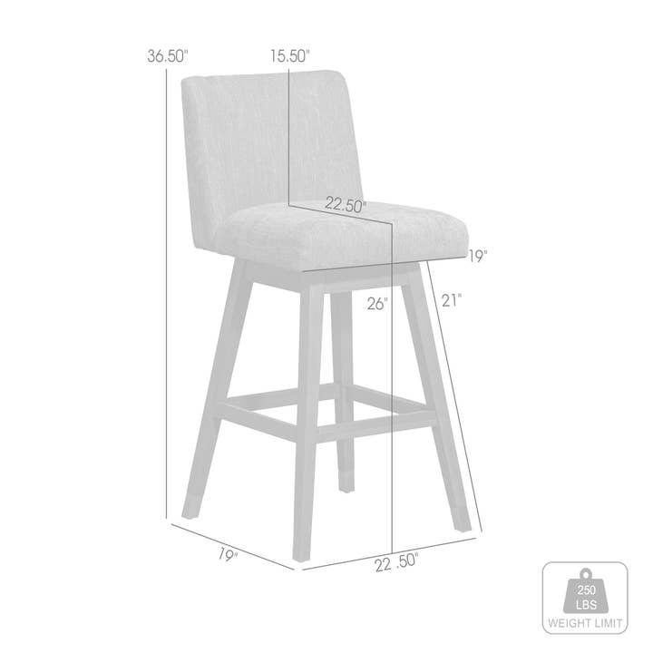 Armen Living - Wholesale Stool - Isabella Modern Upholstered Wood Swivel Barstool50