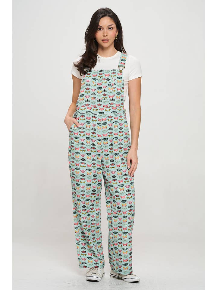 SM WARDROBE - Wholesale Overalls - Women's - COLORFUL BUTTERFLY PRINT OVERALLS
