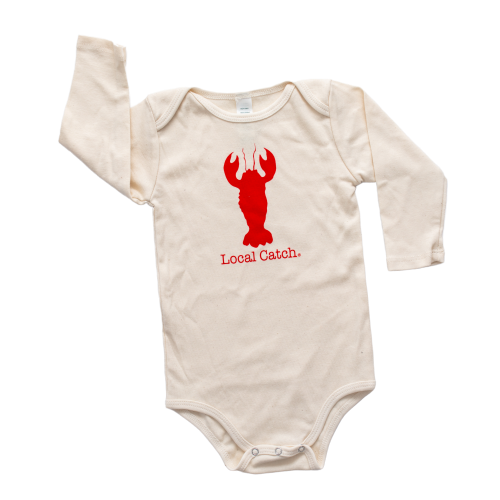 Simply Chickie® Organic Baby & Kids | USA Made • Ships USA - Wholesale Onesie - Kids - Baby Organic Lobster Romper Long Sleeve Natural Onesie0