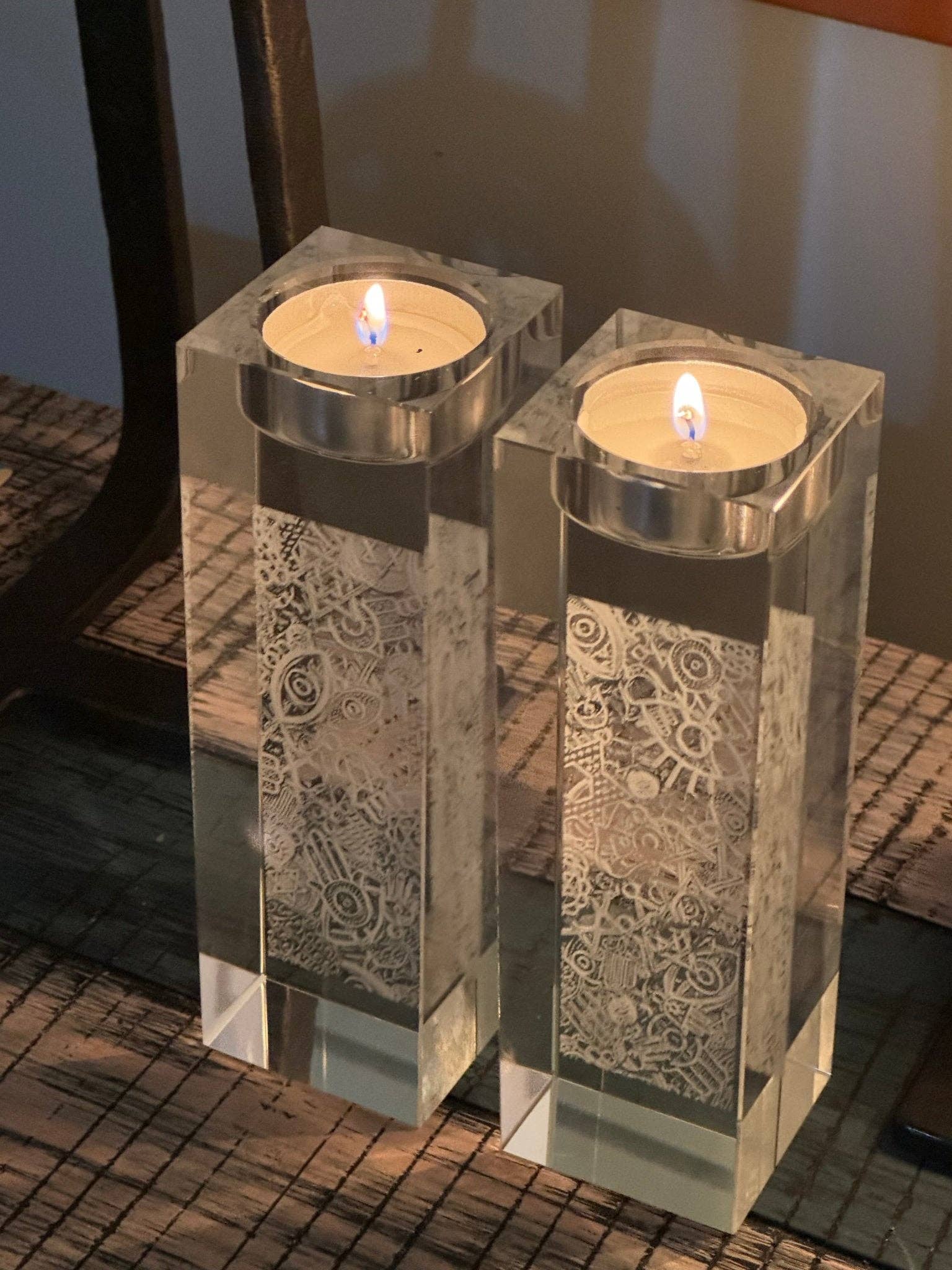 JEWISHJOY.co - Wholesale Candle Holder - Crystal Tealight Shabbat Candlesticks - Judaica Gift2