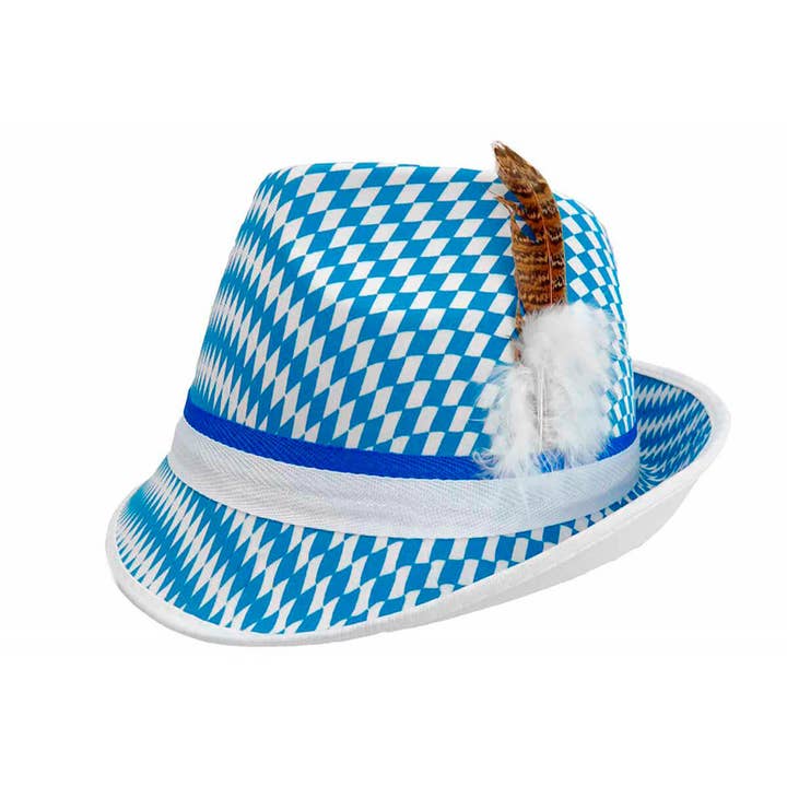 European Heritage Gifts - Wholesale Fedora - Unisex - Bavarian Checkered Fedora Oktoberfest Hat
